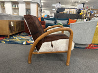 Charlton Brown Hide Occasional Accent Chair with Wood Frame