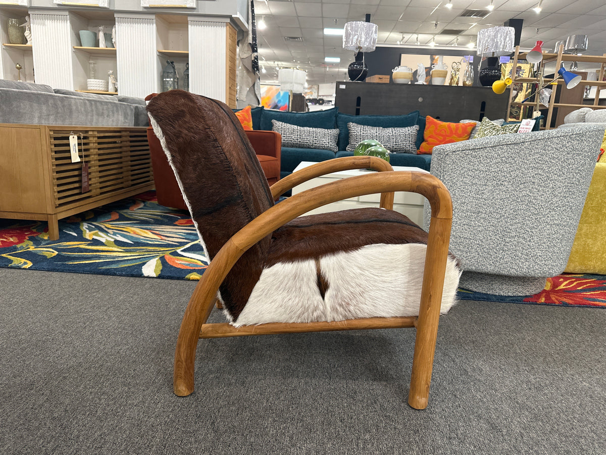 Charlton Brown Hide Occasional Accent Chair with Wood Frame