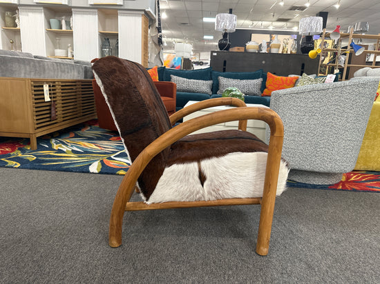 Charlton Brown Hide Occasional Accent Chair with Wood Frame