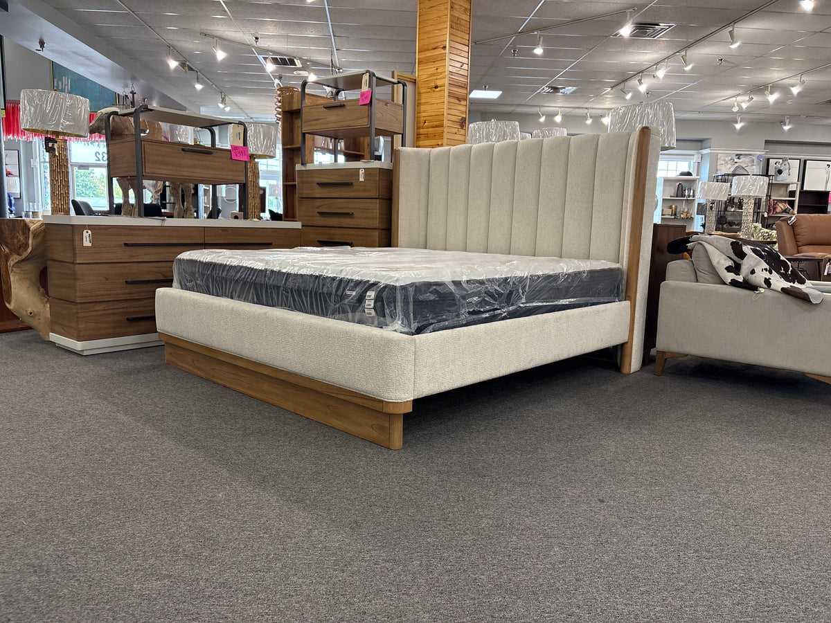 King Portico Wing Upholstered Bed