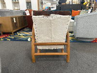 Charlton Brown Hide Occasional Accent Chair with Wood Frame