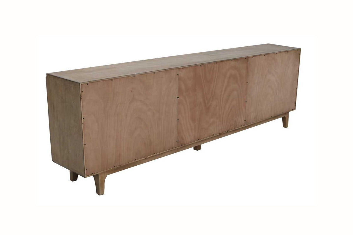 Wesley 108" Long Cabinet with Arched Glass Doors – Antique Natural