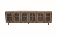 Wesley 108" Long Cabinet with Arched Glass Doors – Antique Natural