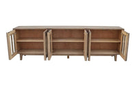 Wesley 108" Long Cabinet with Arched Glass Doors – Antique Natural