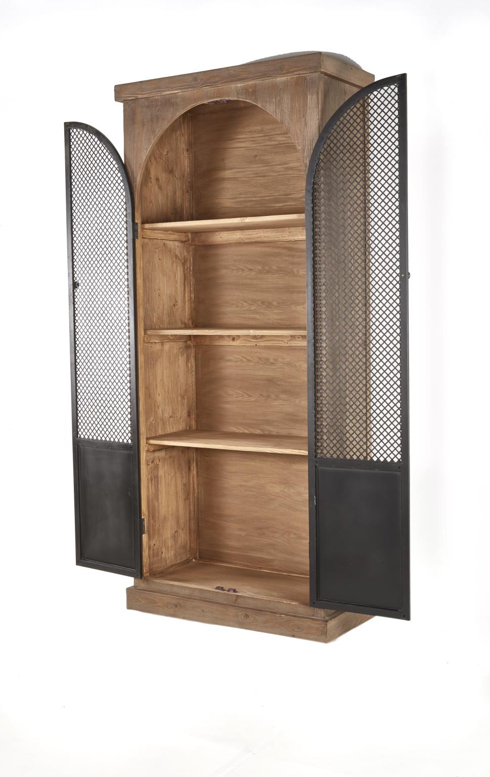 Arch Reclaimed Pine & Iron Cabinet – Medium Grey