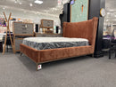 Queen Edwin Wing Shelter Upholstered Bed In Suede