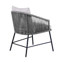 Frinton, Ditas & Rhett 5-Piece Outdoor Dining Set in Dark Eucalyptus, Gray Rope & Cushions