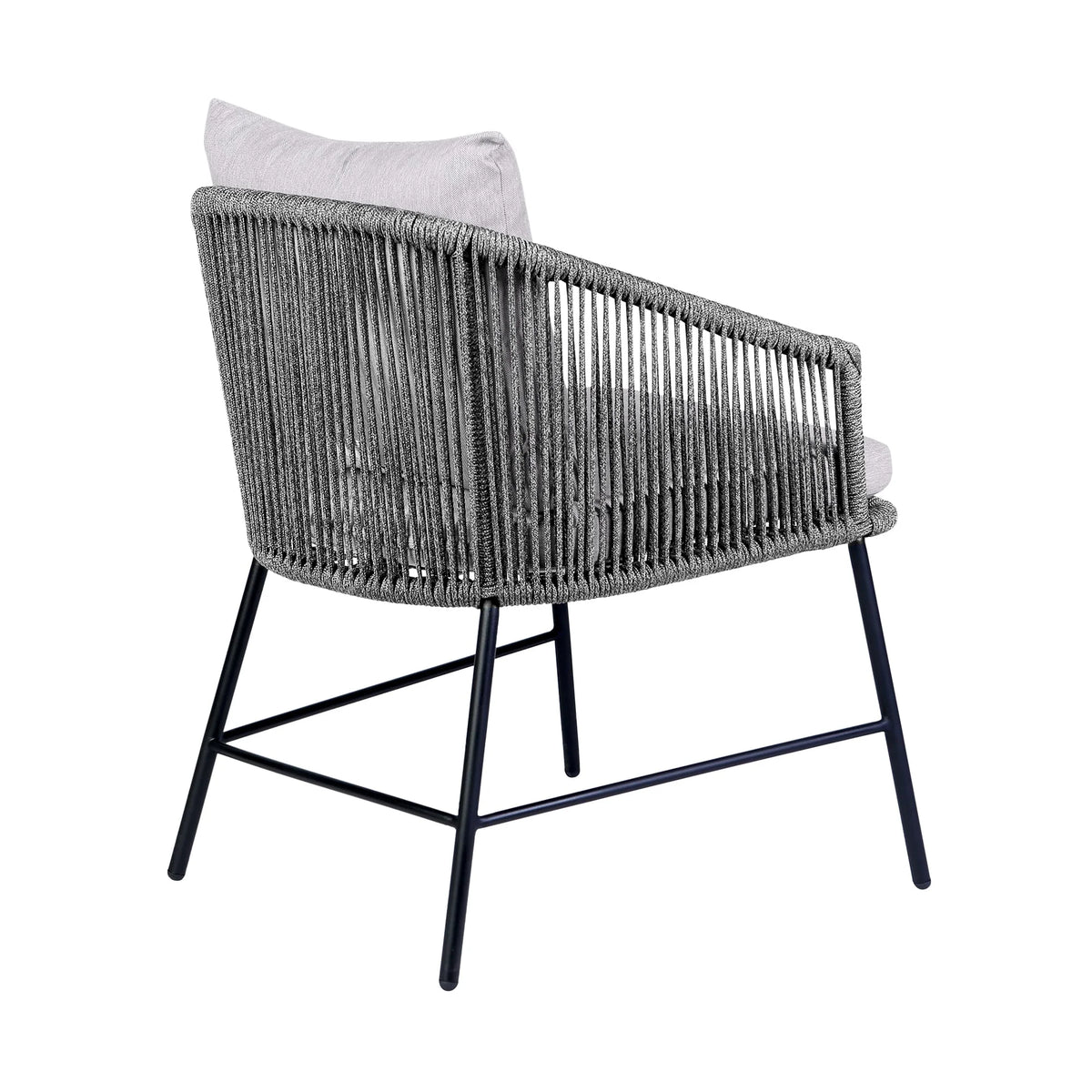 Frinton, Ditas & Rhett 5-Piece Outdoor Dining Set in Dark Eucalyptus, Gray Rope & Cushions