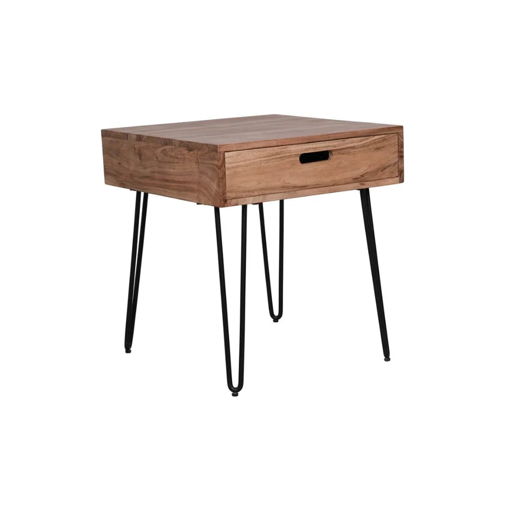 Rollins End Table with Drawer – Natural