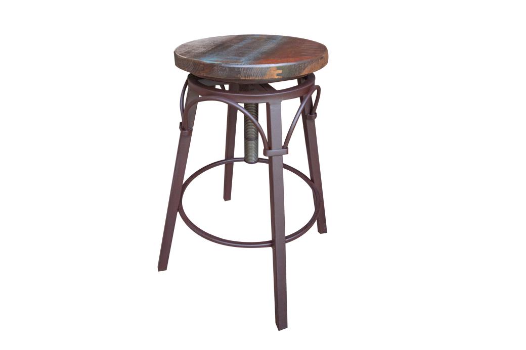 Antique Style Multicolor Adjustable Swivel Stool
