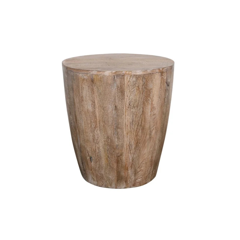 Origins Round Drum End Table – Washed Sand