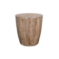 Origins Round Drum End Table – Washed Sand