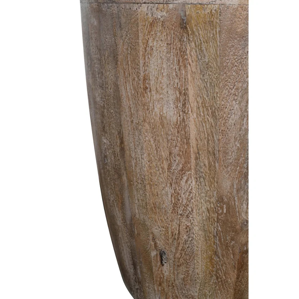Origins Round Drum End Table – Washed Sand