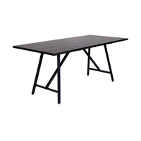 Frinton, Ditas & Rhett 5-Piece Outdoor Dining Set in Dark Eucalyptus, Gray Rope & Cushions