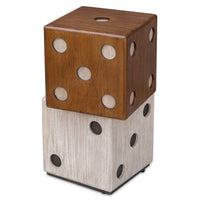 Roll the Dice Wooden Accent Table – Natural Wood & Whitewash
