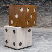 Roll the Dice Wooden Accent Table – Natural Wood & Whitewash