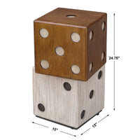 Roll the Dice Wooden Accent Table – Natural Wood & Whitewash