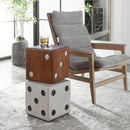 Roll the Dice Wooden Accent Table – Natural Wood & Whitewash