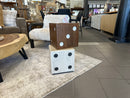 Roll the Dice Wooden Accent Table – Natural Wood & Whitewash