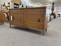 Whitmore 68” Six-Drawer Dresser – Claystone Honey Wood