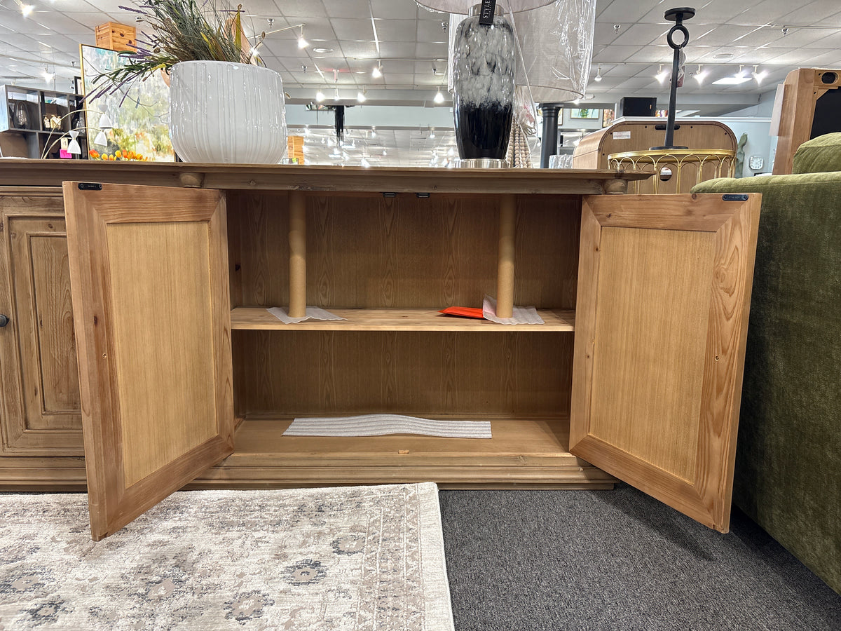 Josephine 95" 4-Door Reclaimed Pine Cabinet – Warm Natural