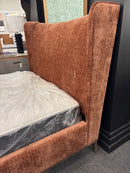 Queen Edwin Wing Shelter Upholstered Bed In Suede