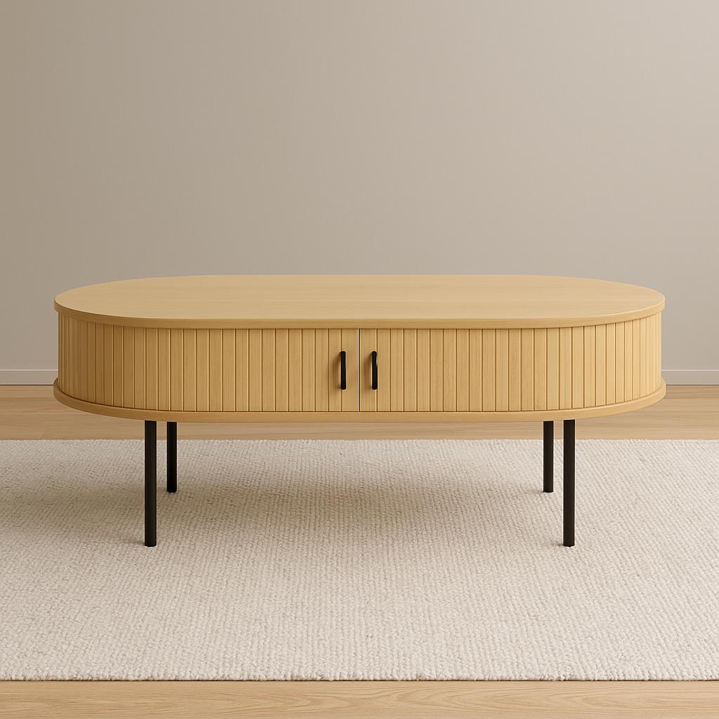 Nola Black Oak Coffee Table with Sliding Doors
