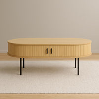 Nola Black Oak Coffee Table with Sliding Doors