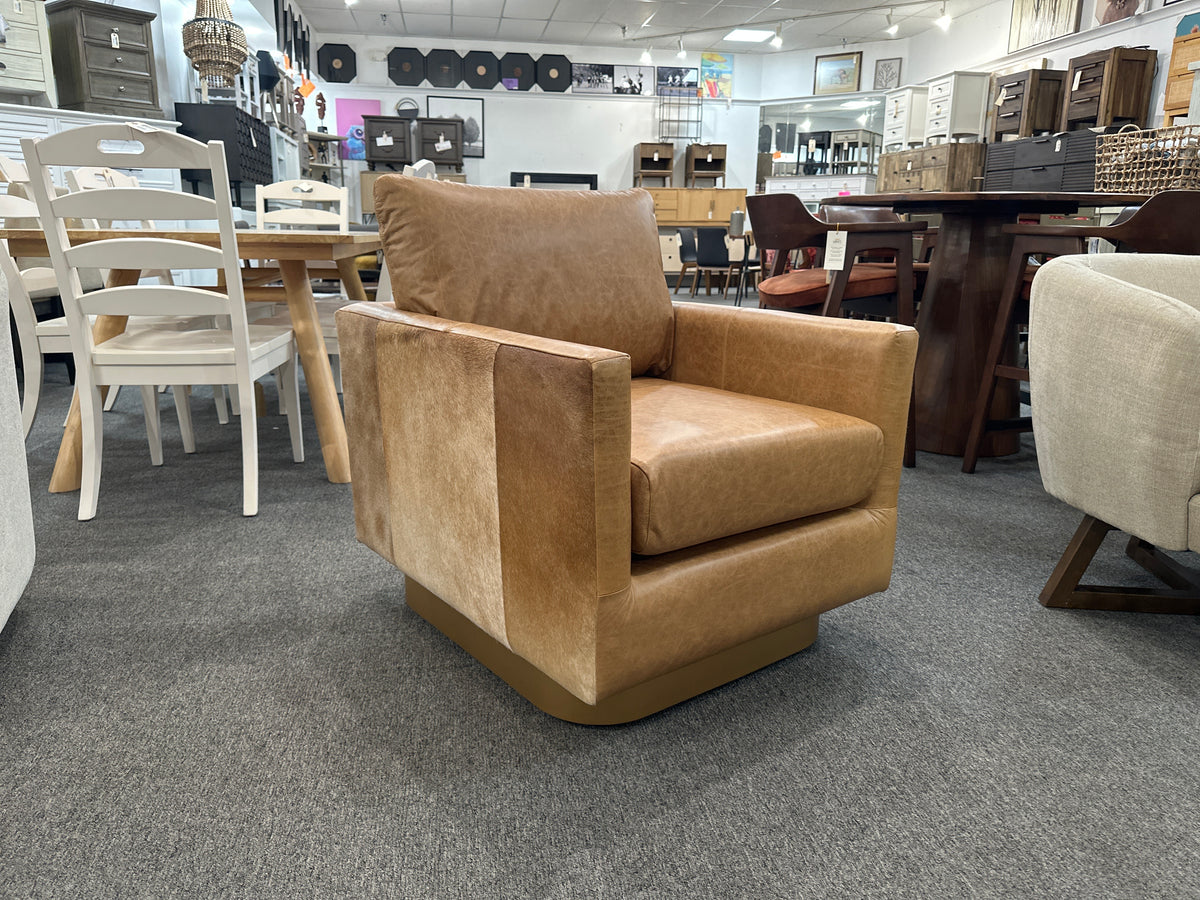 Lathe Leather/Hide Accent Chair