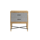 Loft 2-Drawer Fabric Nightstand – Natural Maple & Gray