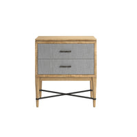 Loft 2-Drawer Fabric Nightstand – Natural Maple & Gray