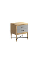 Loft 2-Drawer Fabric Nightstand – Natural Maple & Gray