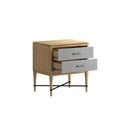 Loft 2-Drawer Fabric Nightstand – Natural Maple & Gray