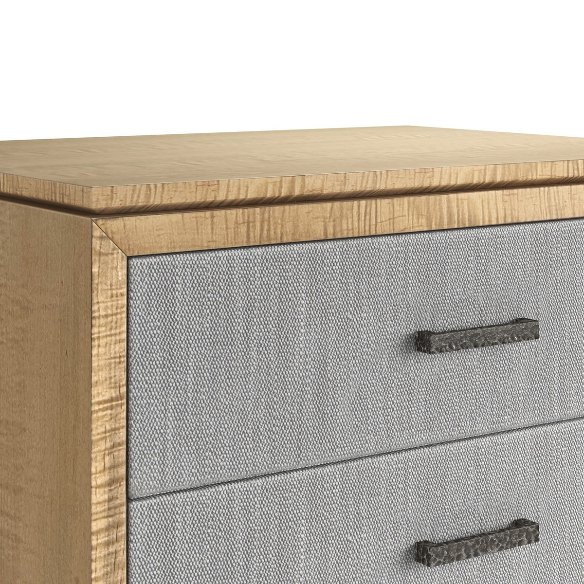 Loft 2-Drawer Fabric Nightstand – Natural Maple & Gray