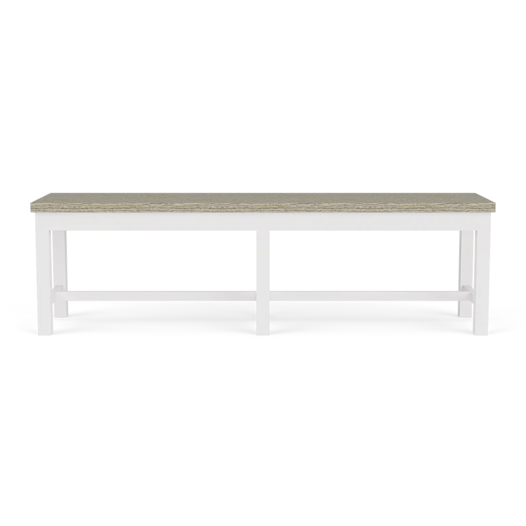 Cora 63" Dining Bench – Weathered Taupe & White