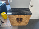 Zia Bar Cabinet with Marble Top – Natural Burl Wood