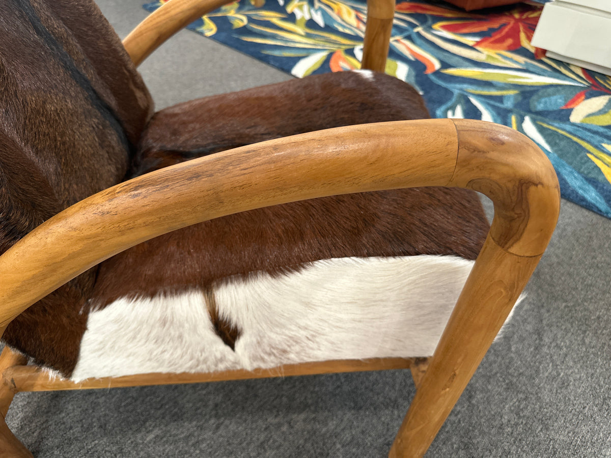 Charlton Brown Hide Occasional Accent Chair with Wood Frame