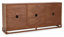 Jolen 81" Reclaimed Pine 6-Door Buffet – Distressed Brown