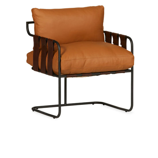 Toluca Real Leather Modern Accent Chair in Camel & Brown