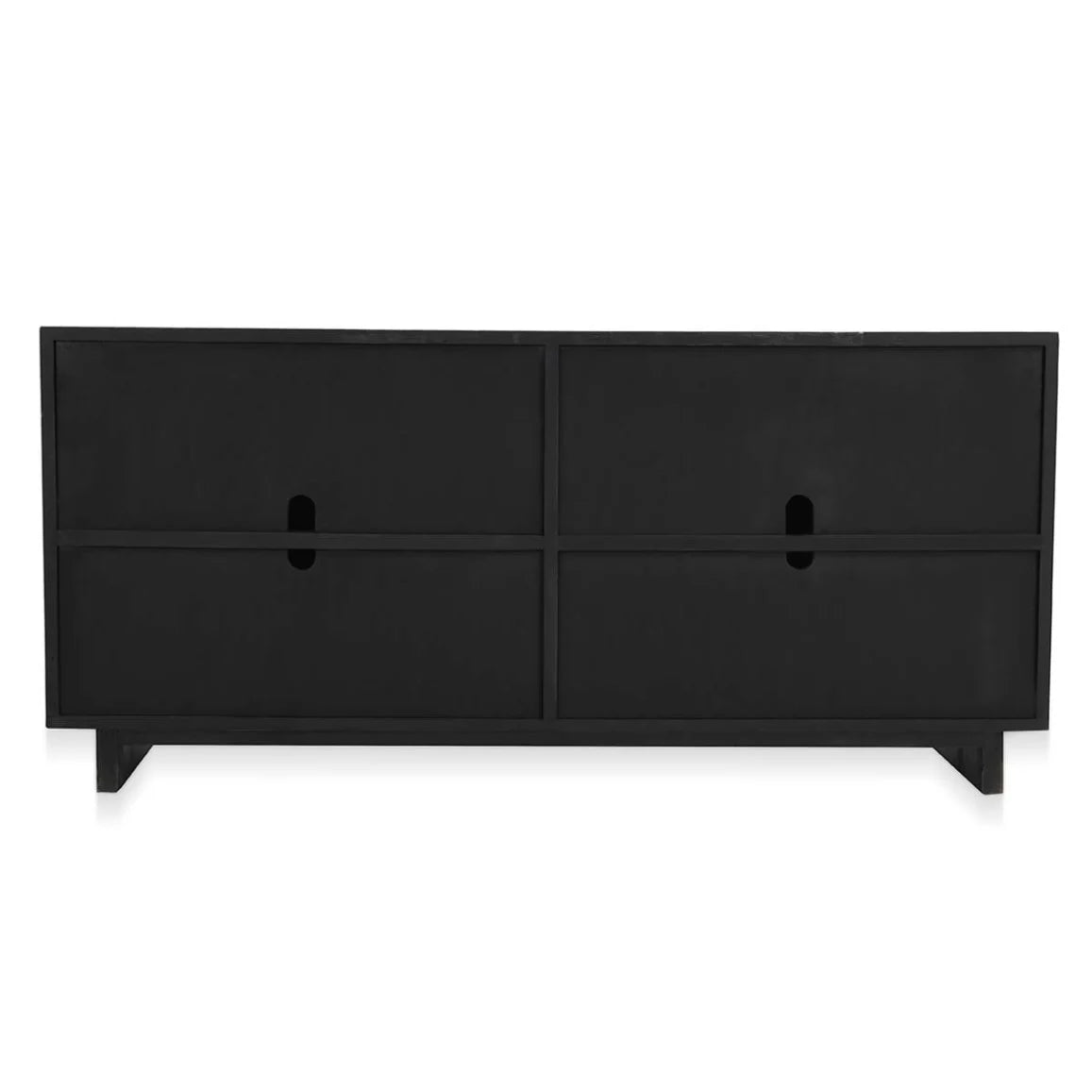 Anton 78" Reclaimed Wood 4-Door Cabinet – Black & Natural