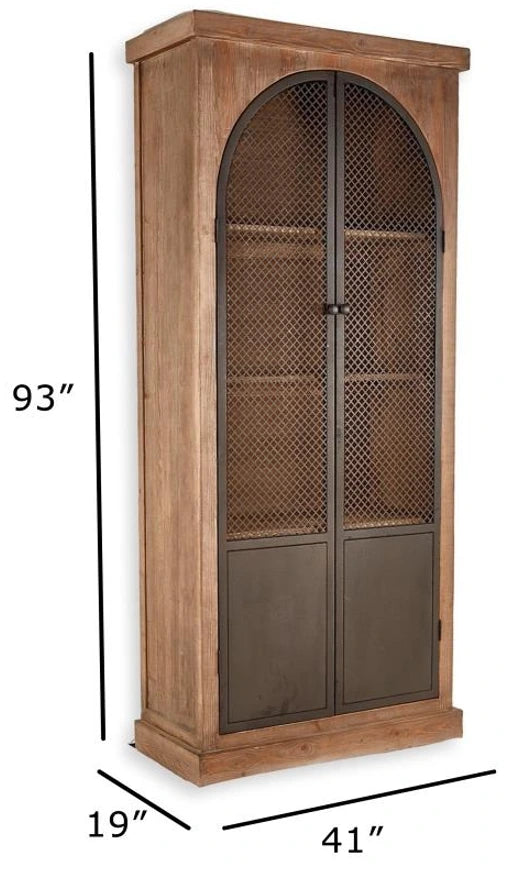 Arch Reclaimed Pine & Iron Cabinet – Medium Grey