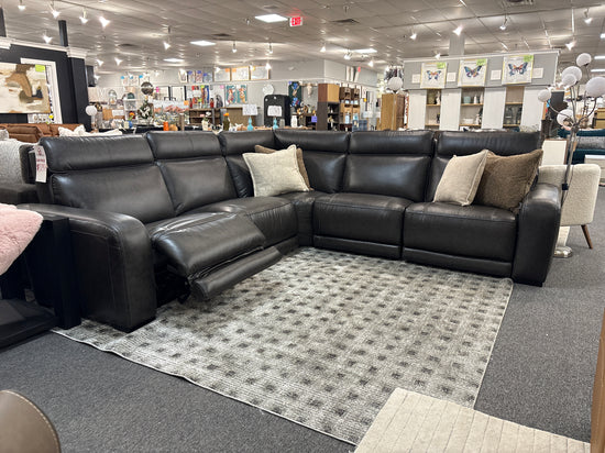 Zeppelin Leather Power Reclining Sectional with Immersive Sound