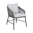 Frinton, Ditas & Rhett 5-Piece Outdoor Dining Set in Dark Eucalyptus, Gray Rope & Cushions