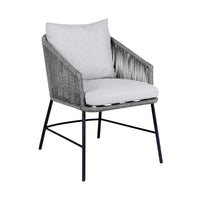 Frinton, Ditas & Rhett 5-Piece Outdoor Dining Set in Dark Eucalyptus, Gray Rope & Cushions