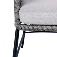Frinton, Ditas & Rhett 5-Piece Outdoor Dining Set in Dark Eucalyptus, Gray Rope & Cushions