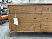 Whitmore 68” Six-Drawer Dresser – Claystone Honey Wood