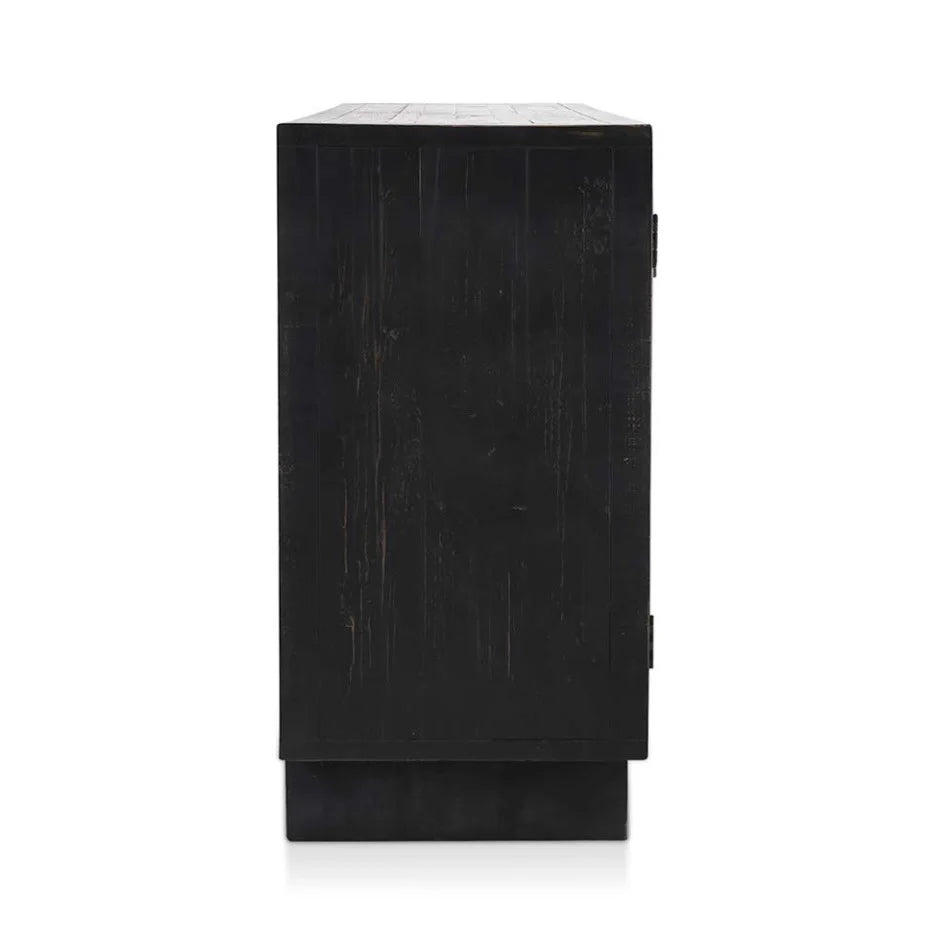 Anton 78" Reclaimed Wood 4-Door Cabinet – Black & Natural