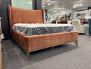 Queen Edwin Wing Shelter Upholstered Bed In Suede