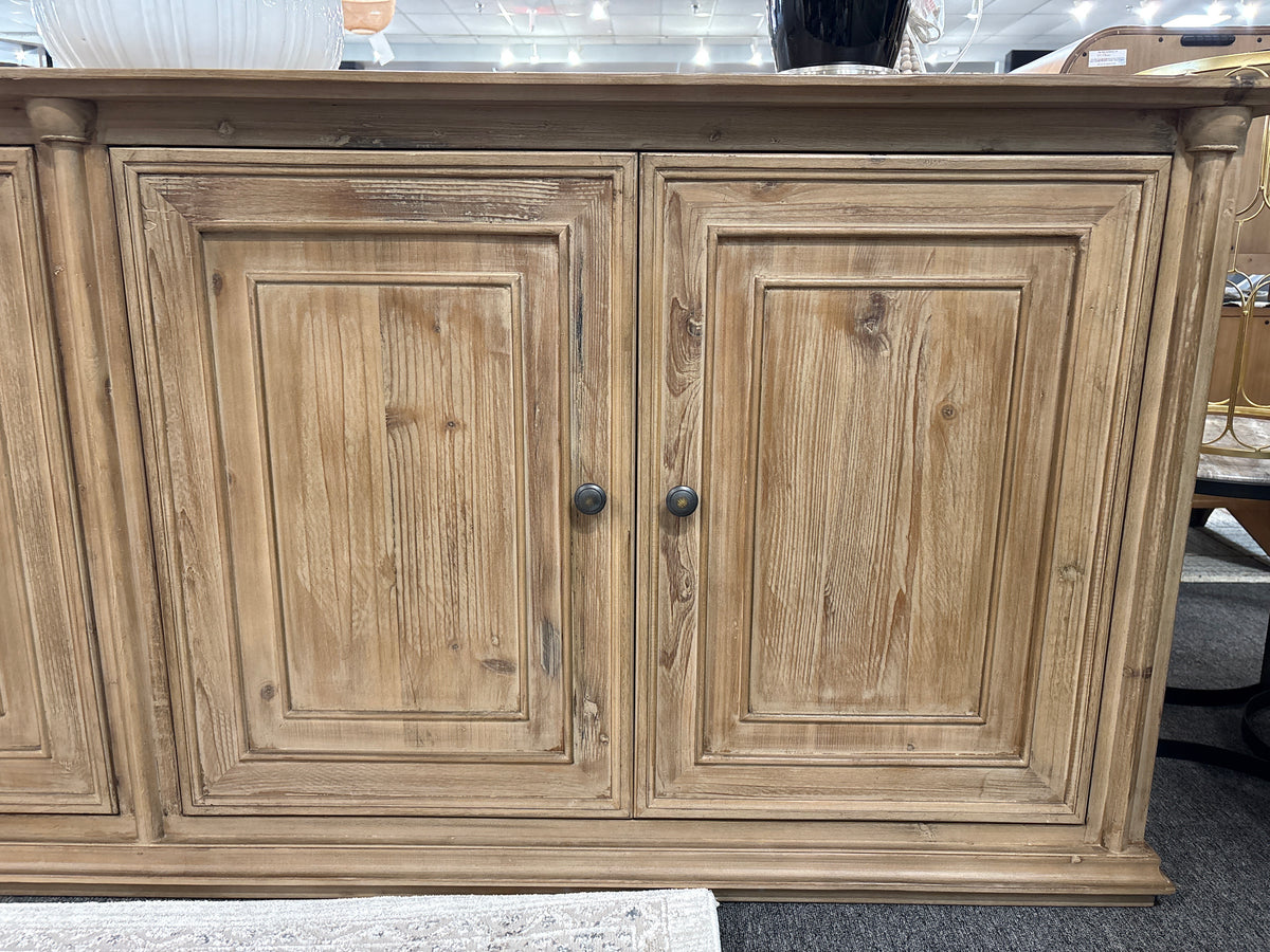 Josephine 95" 4-Door Reclaimed Pine Cabinet – Warm Natural