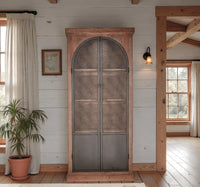 Arch Reclaimed Pine & Iron Cabinet – Medium Grey